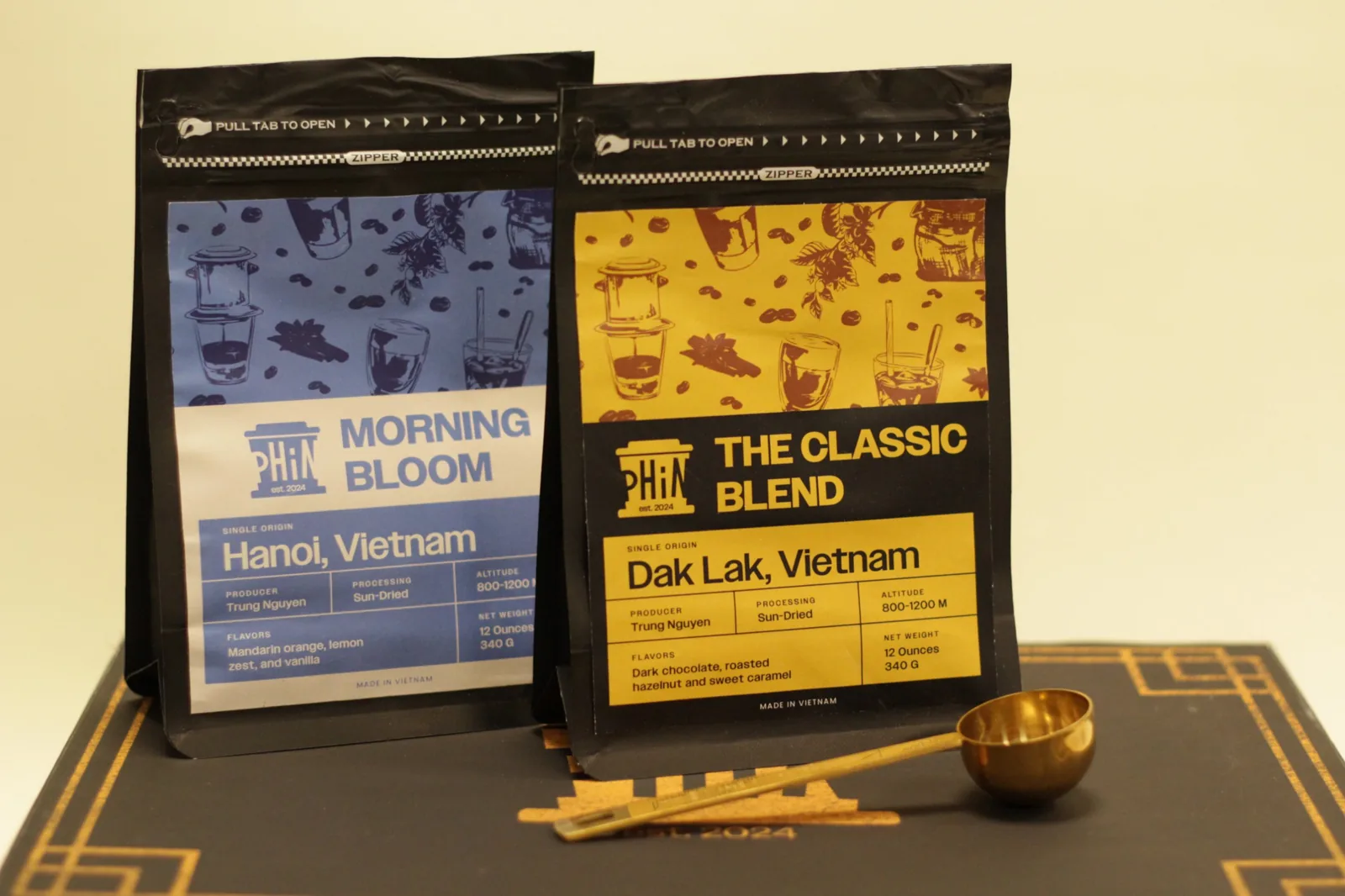 Phin coffee bags: Morning Bloom and The Classic Blend